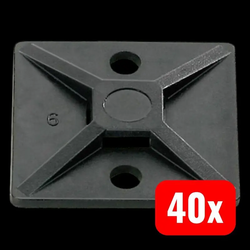 40x B-Ware HellermannTyton Befestigungssockel selbstklebend 4fach einfädeln schwarz