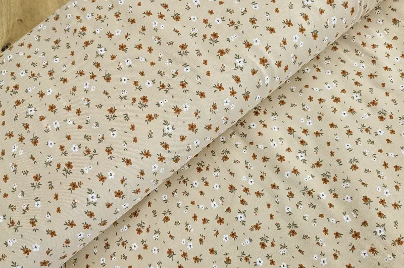 Baumwolljersey Blümchen beige *Ab 50cm