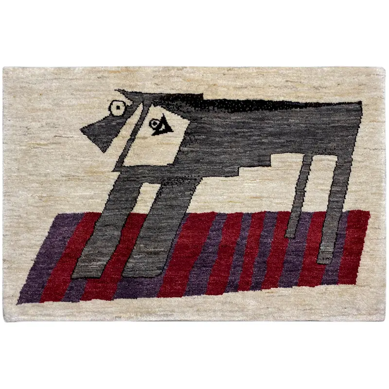 Beiger Gabbeh Teppich 118x80 cm