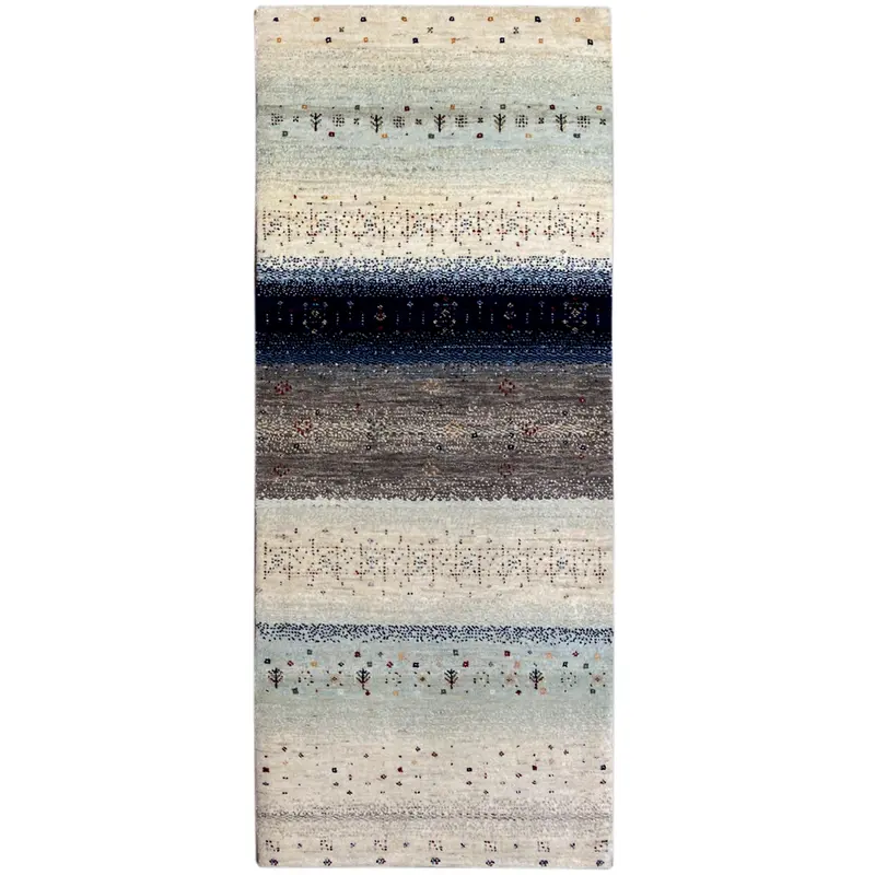 Blauer Gabbeh Teppich Läufer 195x80 cm