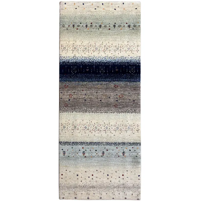 Blauer Gabbeh Teppich Läufer 198x80 cm