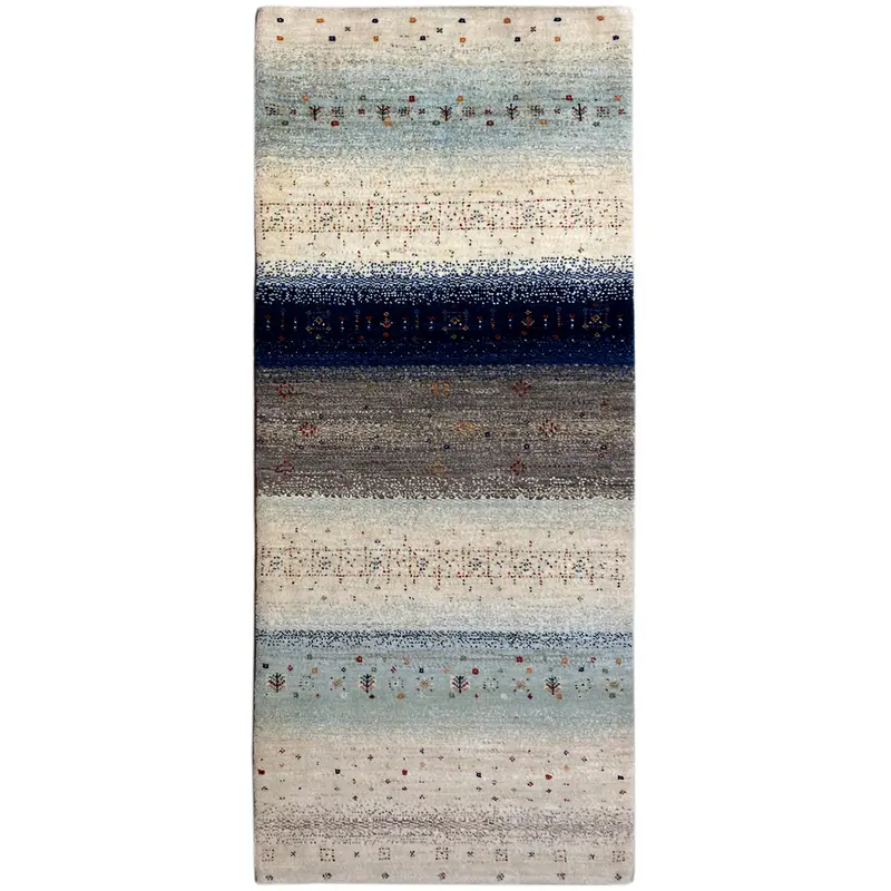 Blauer Gabbeh Teppich Läufer 198x82 cm