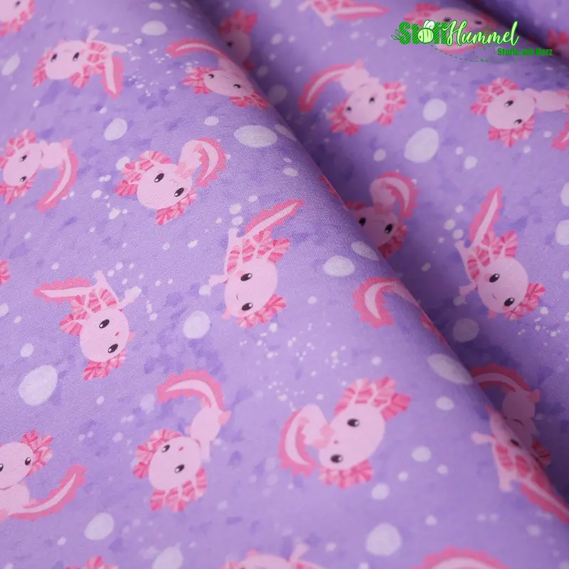 Canvas Baumwolle - Axolotl lila Bubbles