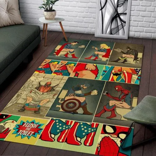 Dc Und Marvel Superhelden Teppich