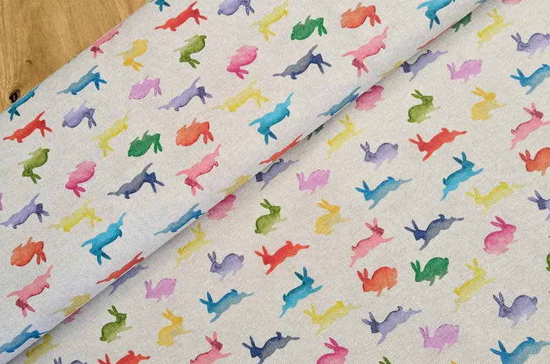 Dekostoff bunte Hasen *Ab 50cm