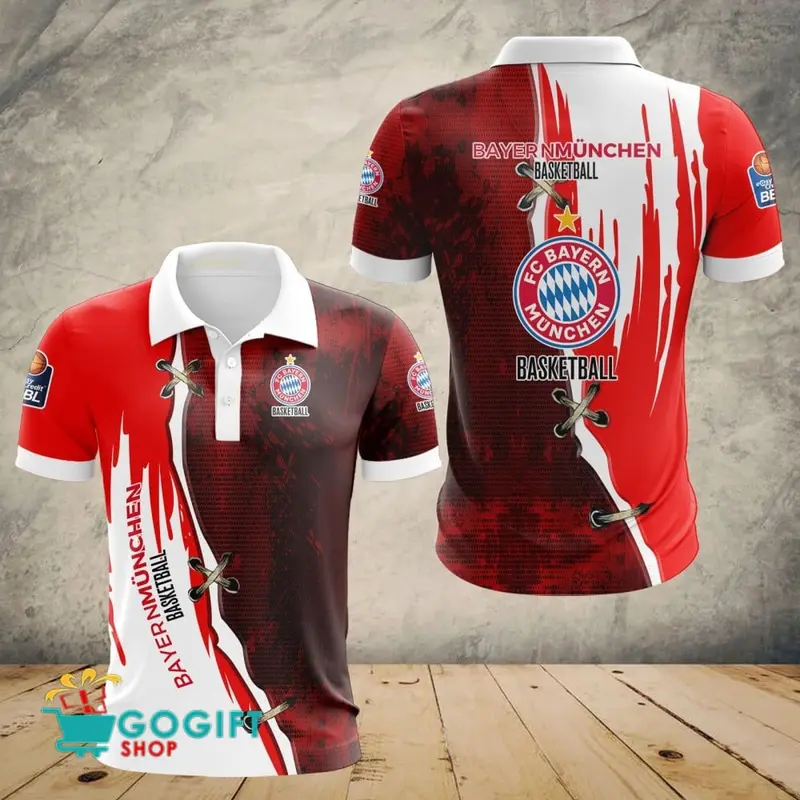 FC Bayern Munich Basketball Poloshirt Patchwork Design Teamfarbschema