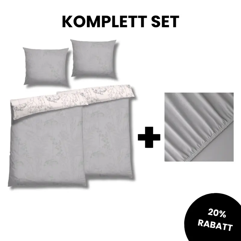 FLAUSCH FLANELL ISABEL SILBER KOMPLETT SET