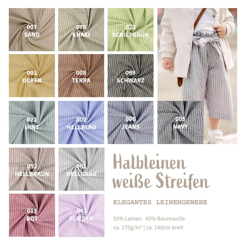 Halbleinen gemustert Streifen * Ab 50 cm