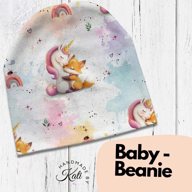 Handmade Beanie Mütze "Einhron & Fuchs"