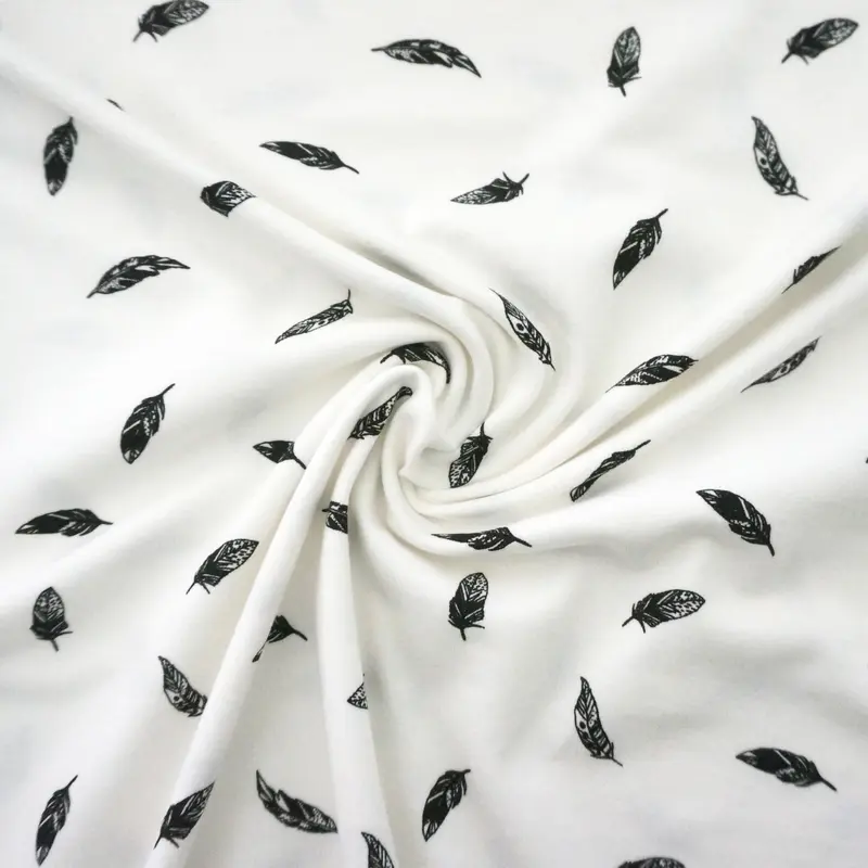 Jersey, Federn, Off-White, Meterware
