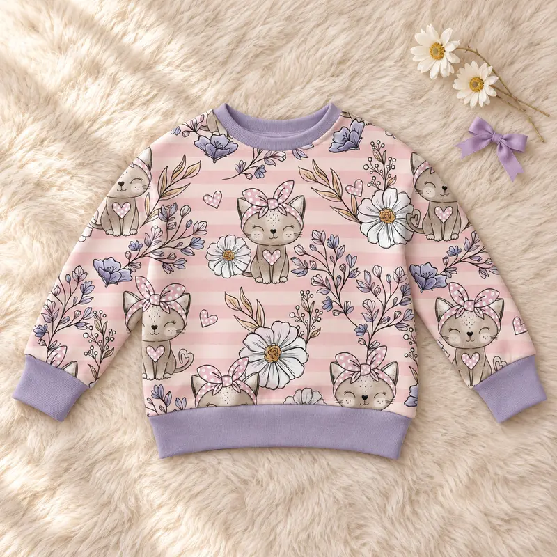 Kinderpullover „Kitty Blume" – Handmade aus Baumwolle