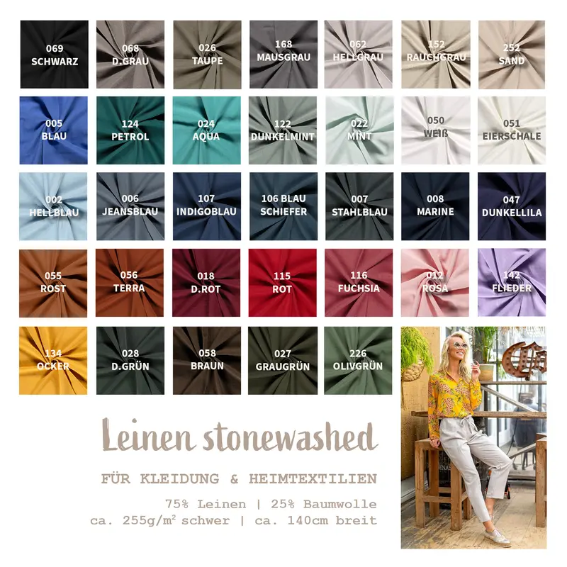 Leinen stonewashed * Ab 50 cm