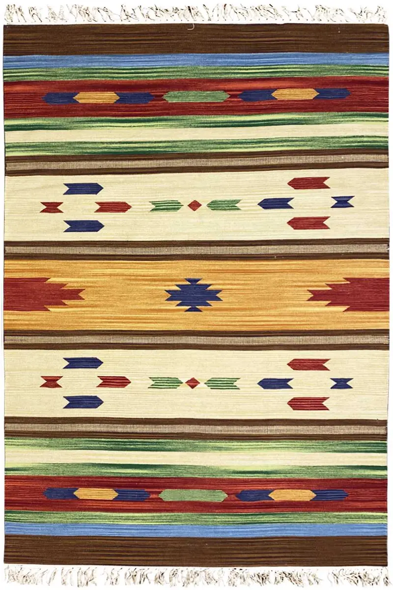 Mehrfarbiger Moderner Kelim Teppich - Samak AKE 1207