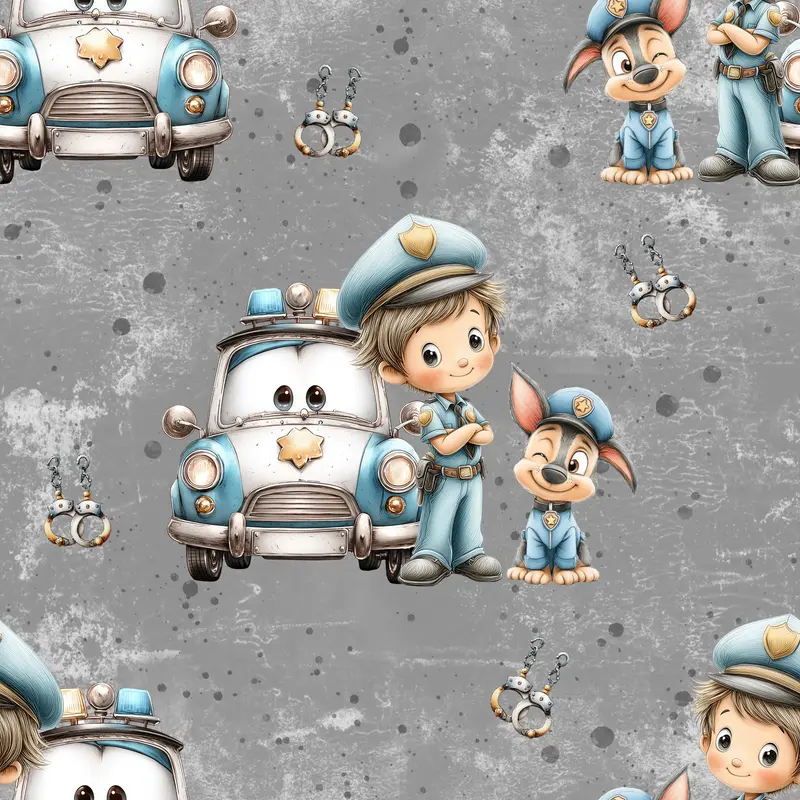 Mini Polizei | Polizei Stoff Meterware | Kinderstoff