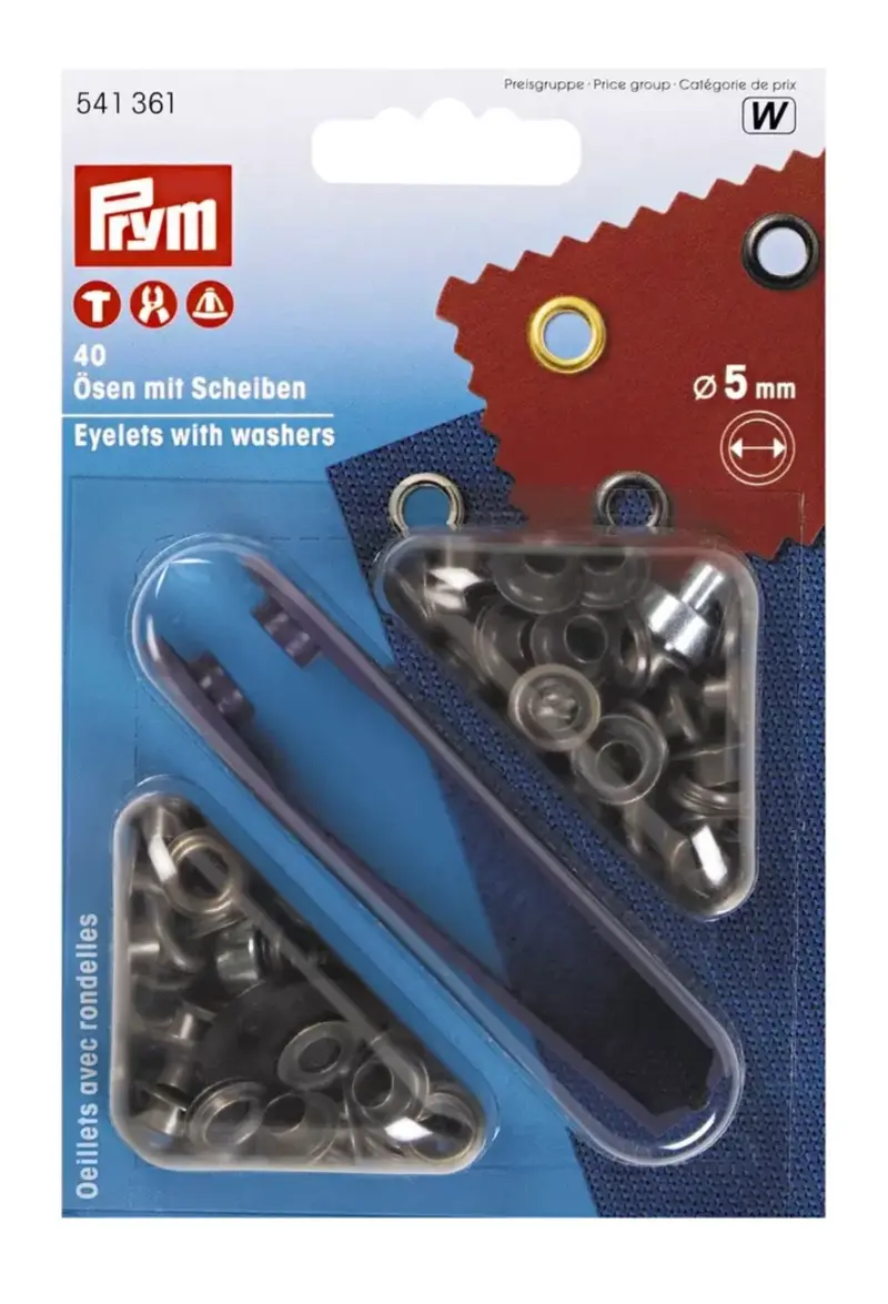 Prym Oesen mit Scheiben 5mmaltmessing