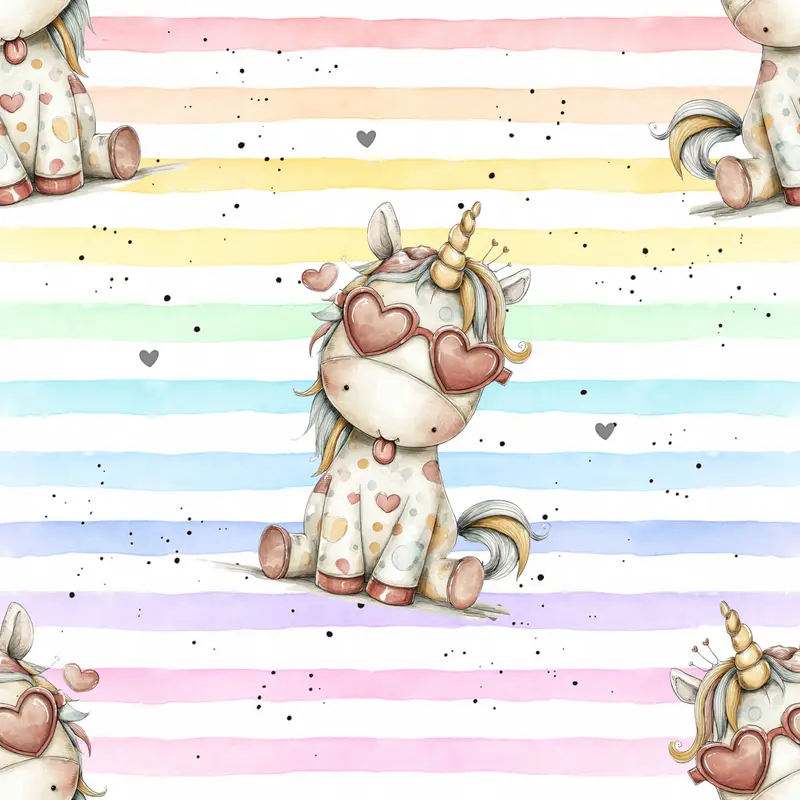 Regenbogen Einhorn | Einhorn Stoff Meterware | Kinderstoff