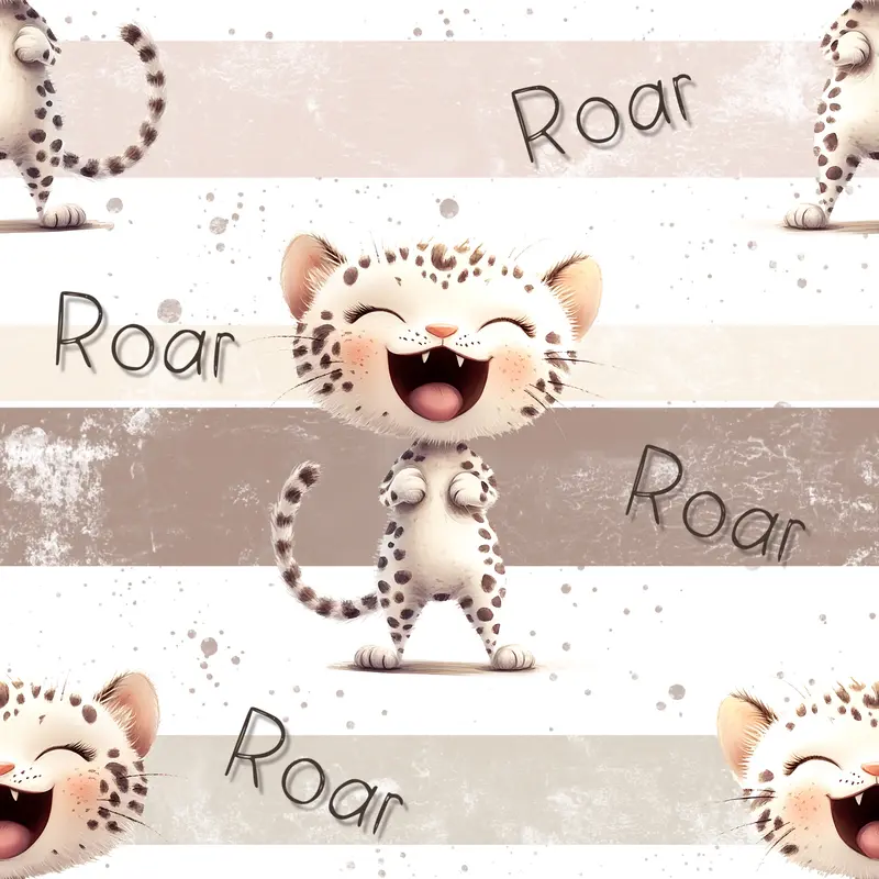 ROAR Kitty Leo Stoff Meterware | Kinderstoff mit Leopard