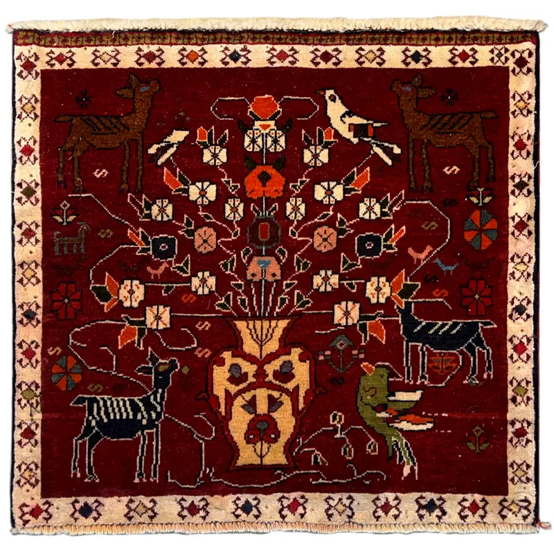 Roter Poshti Teppich 62x58 cm