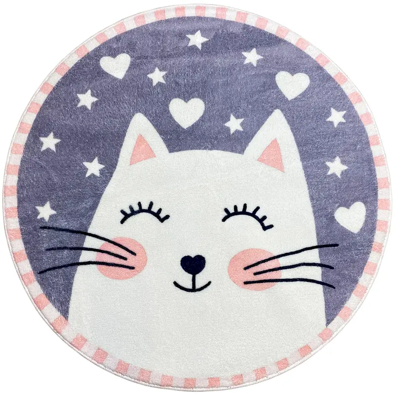 Runder Kinderteppich Katze, 100 cm