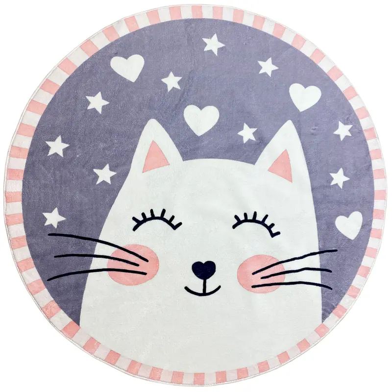 Runder Kinderteppich Katze, 120 cm
