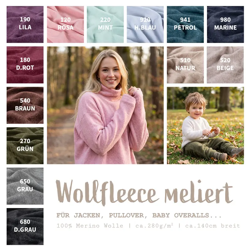 Wollfleece meliert *Ab 50cm
