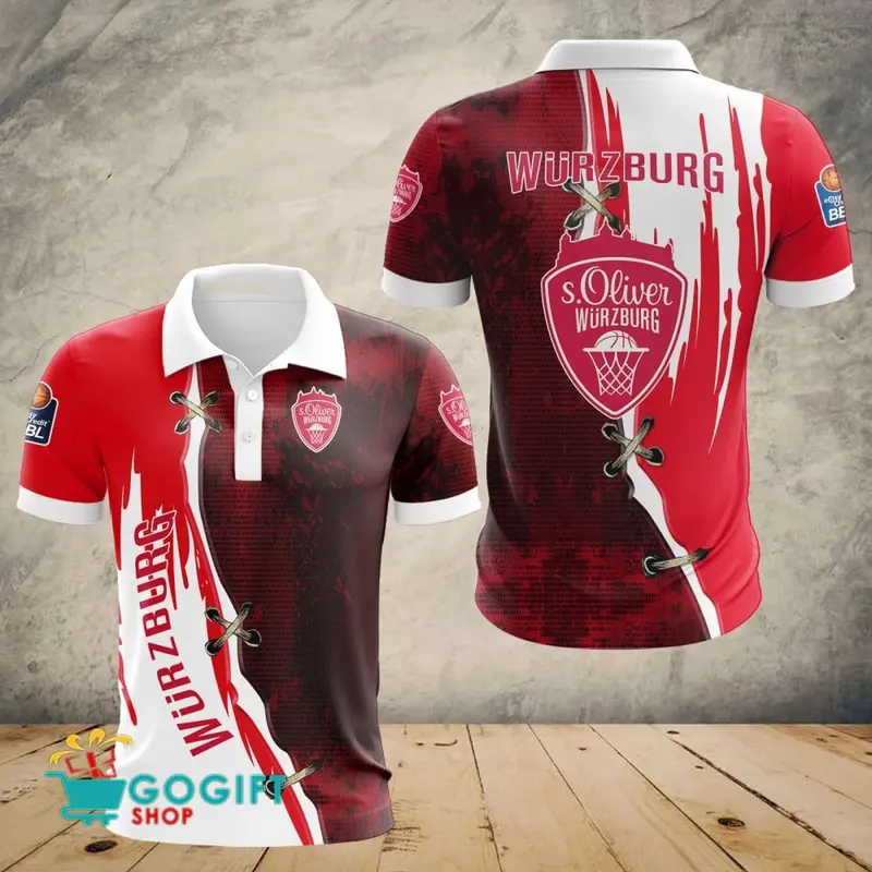 Würzburg Baskets Poloshirt Patchwork Design Teamfarben
